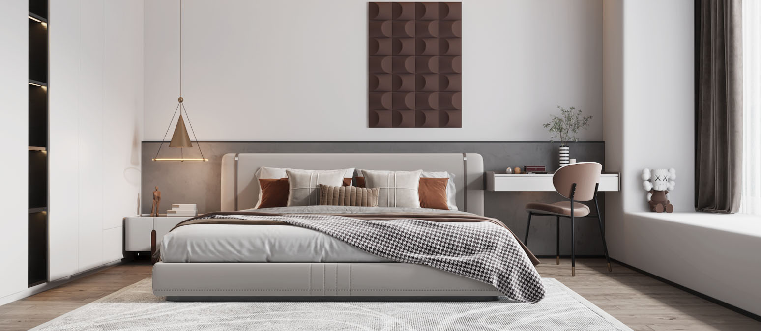 文静典雅的现代轻奢卧室3d模型